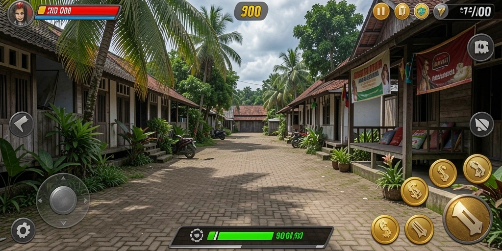 Screenshot menunjukkan karakter utama dalam aksi.