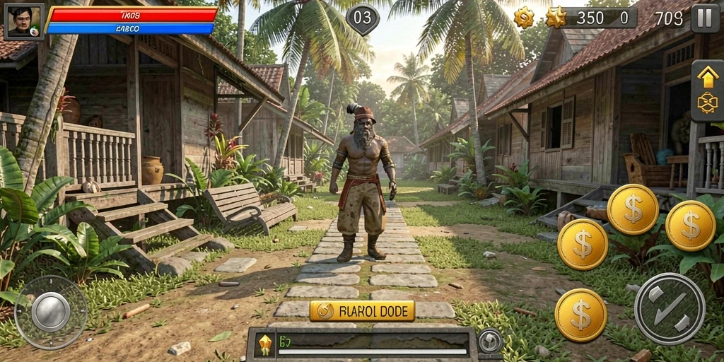 Screenshot menunjukkan antarmuka utama permainan yang menarik.